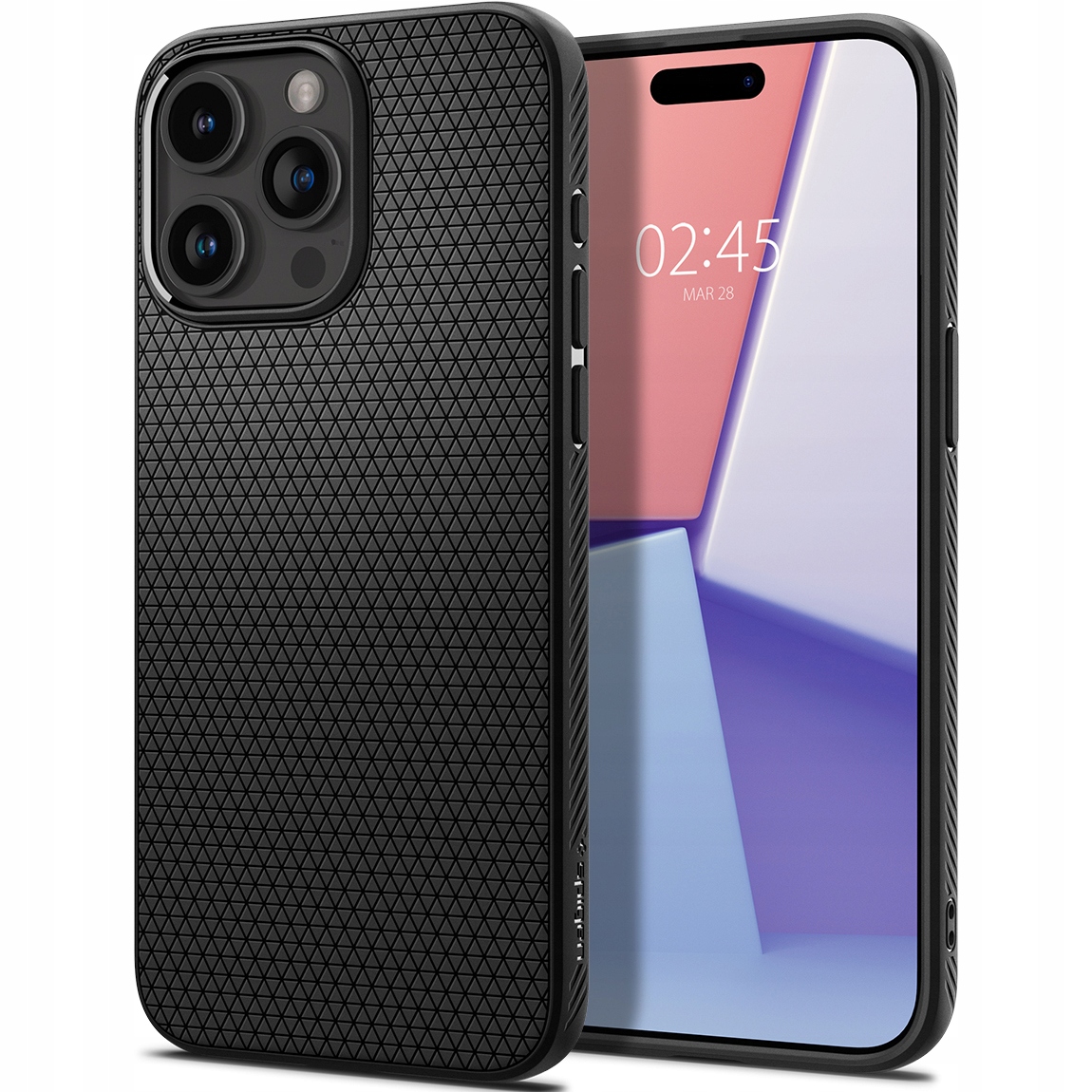 Zadné strany Spigen pre Apple iPhone 15 Pro Liquid Air, čierne geometrické